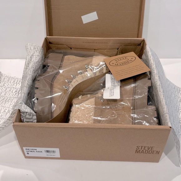 Steve Madden Women’s Reyen Platform Boots Oatmeal Suede‎ Size 8 M - Picture 7 of 8